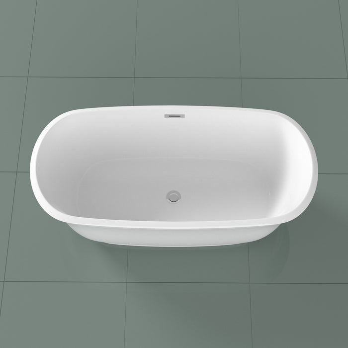 59" Streamline N-10240-59FSWH-FM Soaking Freestanding Tub With Internal Drain