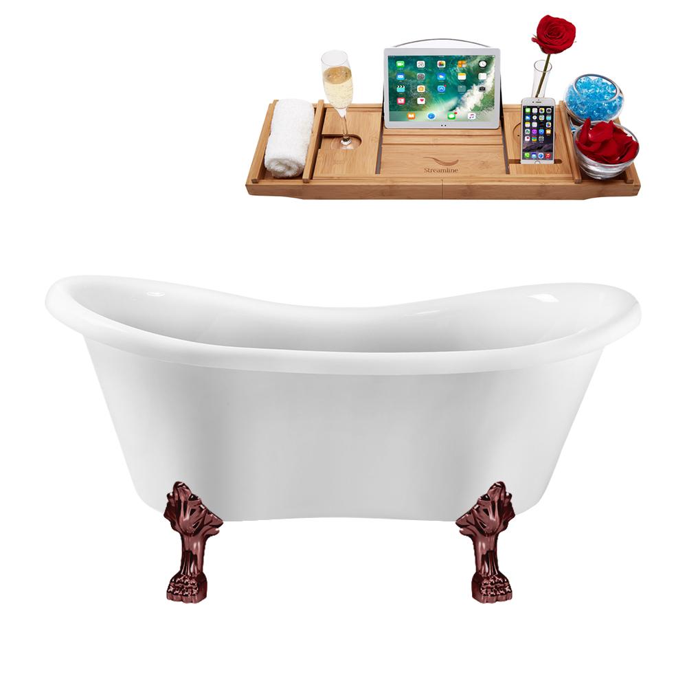 62" Streamline N1020ORB-IN-WH Clawfoot Tub and Tray With Internal Drain