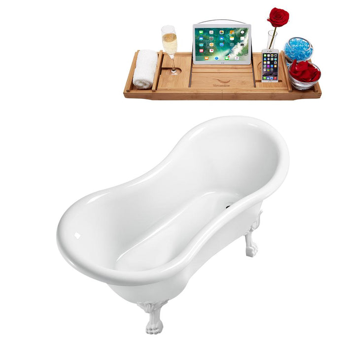 62" Streamline N1020WH-IN-BL Clawfoot Tub and Tray With Internal Drain
