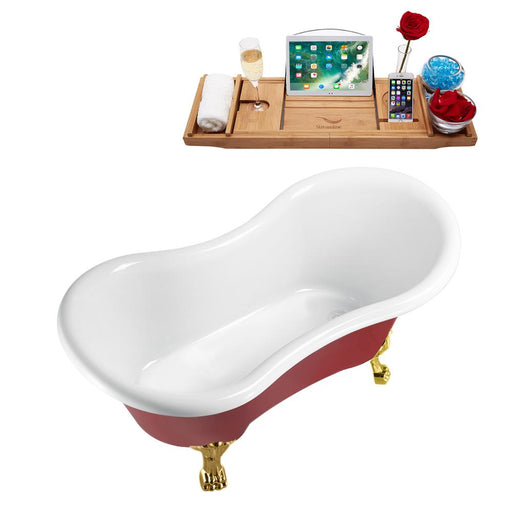 62" Streamline N1021GLD-IN-WH Clawfoot Tub and Tray With Internal Drain