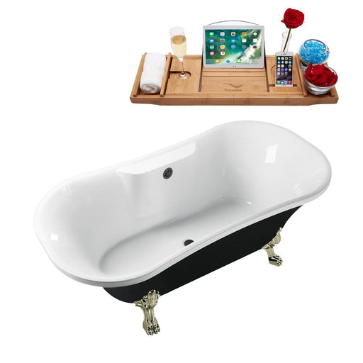 68" Streamline N103BNK-BL Clawfoot Tub and Tray With External Drain