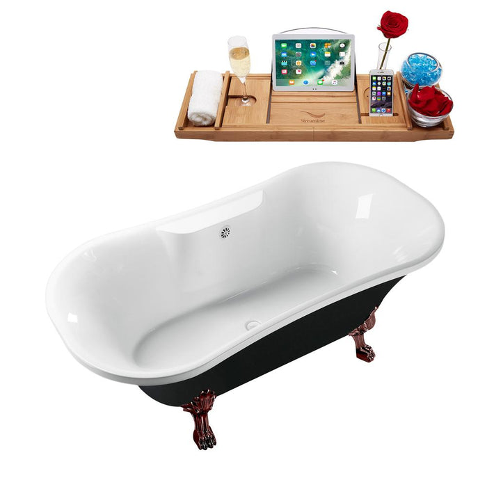 68" Streamline N103ORB-WH Clawfoot Tub and Tray With External Drain