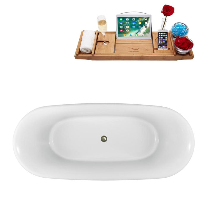 59" Streamline N1080WH-IN-BNK Clawfoot Tub and Tray With Internal Drain