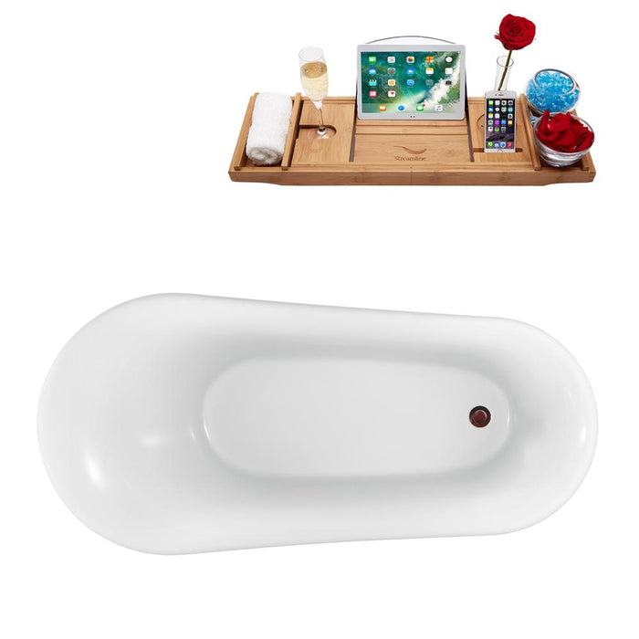 59" Streamline N1100WH-IN-ORB Clawfoot Tub and Tray With Internal Drain