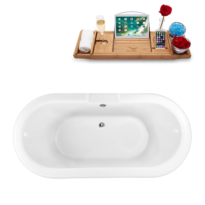 59" Streamline N1120BL-GLD Clawfoot Tub and Tray With External Drain