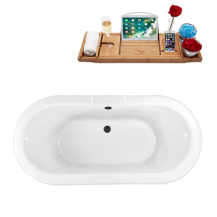 59" Streamline N1120GLD-BL Clawfoot Tub and Tray With External Drain