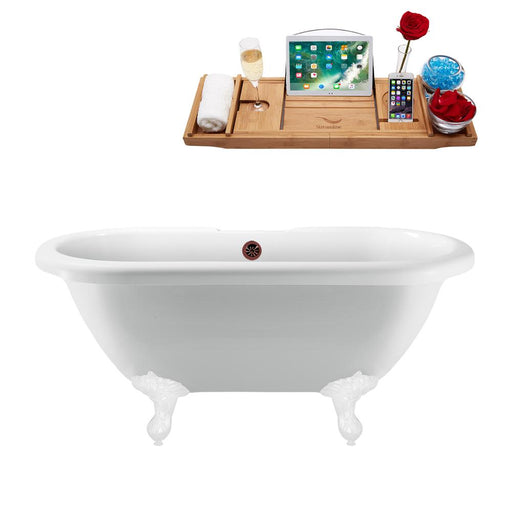 67" Streamline N1121WH-ORB Clawfoot Tub and Tray With External Drain