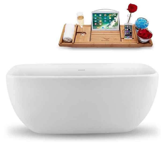 59" Streamline N1620BNK Freestanding Tub and Tray with Internal Drain