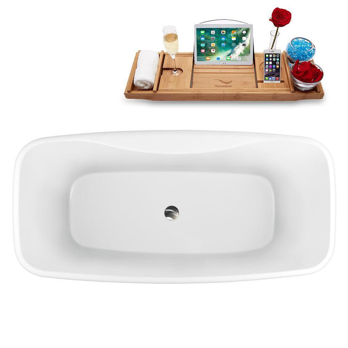 59" Streamline N1620BNK Freestanding Tub and Tray with Internal Drain