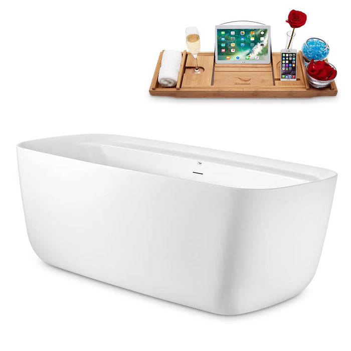 67" Streamline N1701BL Freestanding Tub and Tray With Internal Drain