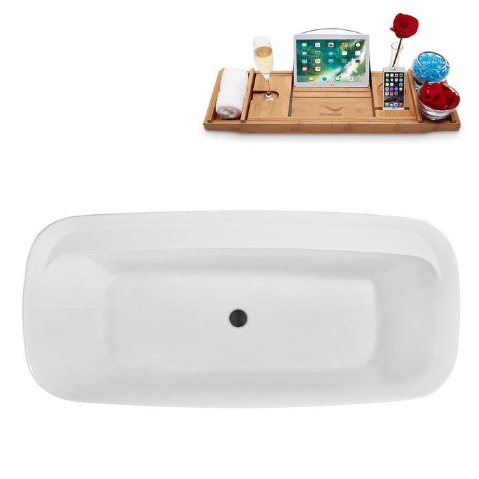 67" Streamline N1701BL Freestanding Tub and Tray With Internal Drain