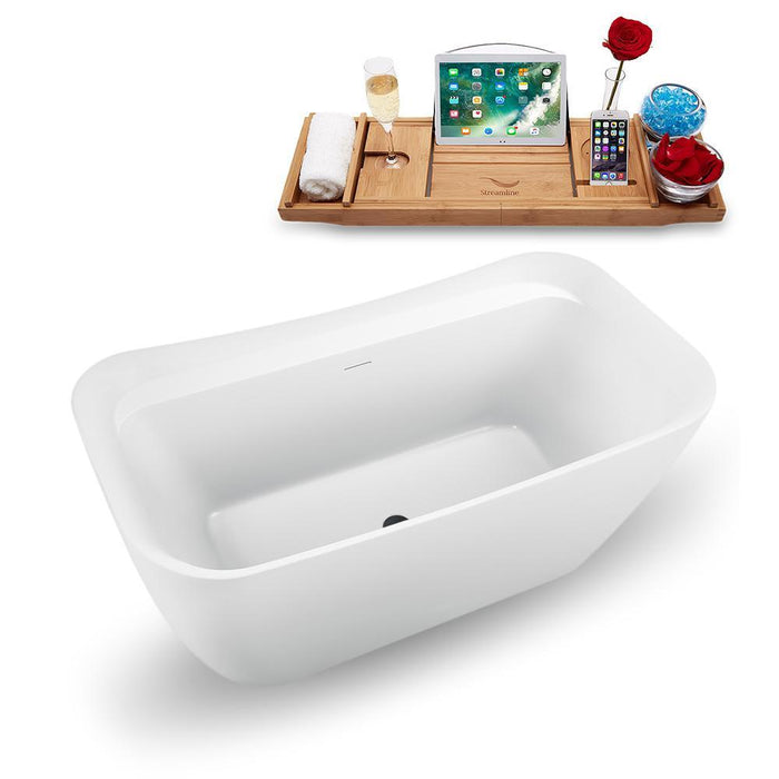 59" Streamline N1720BL Freestanding Tub and Tray with Internal Drain
