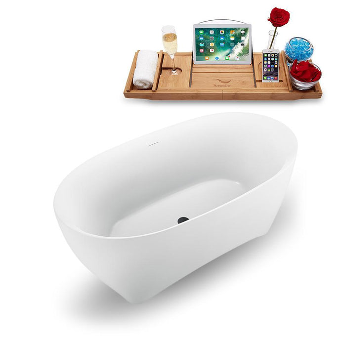 59" Streamline N1740BL Freestanding Tub and Tray with Internal Drain