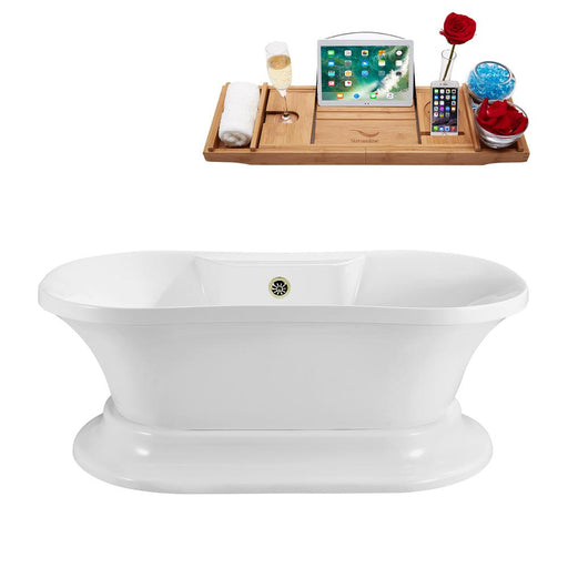 60" Streamline N180BNK Soaking Freestanding Tub and Tray With External Drain
