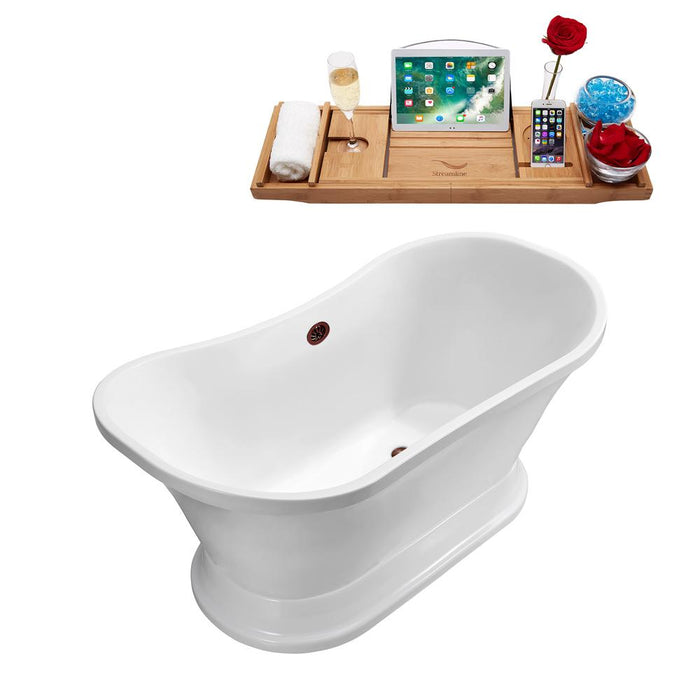68" Streamline N201ORB Soaking Freestanding Tub and Tray With External Drain