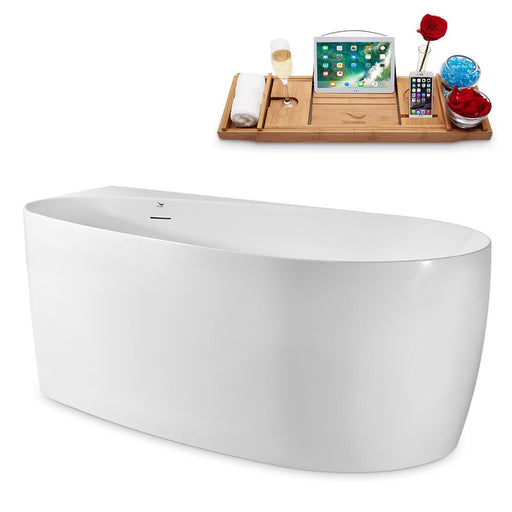 59" Streamline N2080WH Freestanding Tub and Tray With Internal Drain