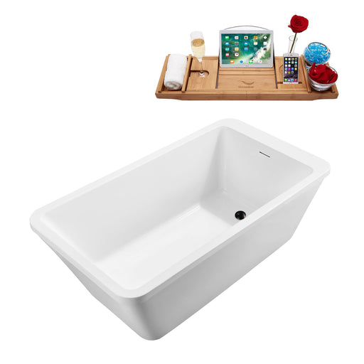 60'' Streamline N250BL Freestanding Tub and Tray With Internal Drain