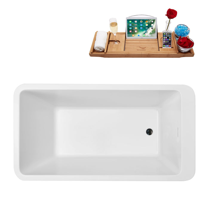 60'' Streamline N250BL Freestanding Tub and Tray With Internal Drain