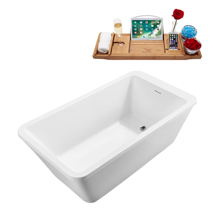 60'' Streamline N250CH Freestanding Tub and Tray With Internal Drain