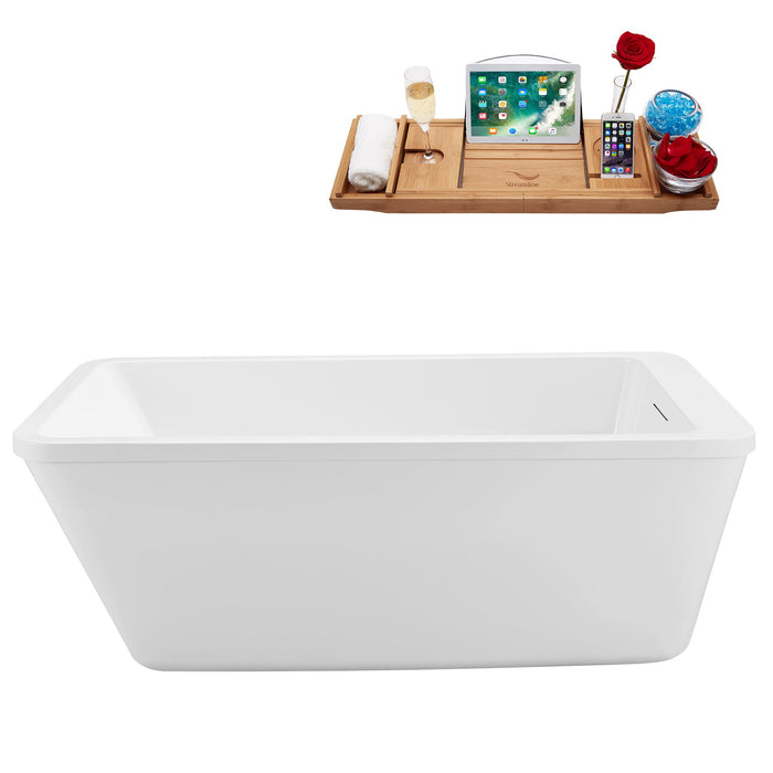 60'' Streamline N250WH Freestanding Tub and Tray With Internal Drain
