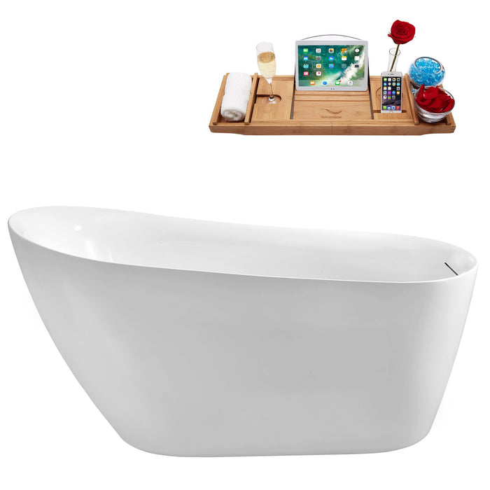 59'' Streamline N290BL Freestanding Tub and Tray with Internal Drain