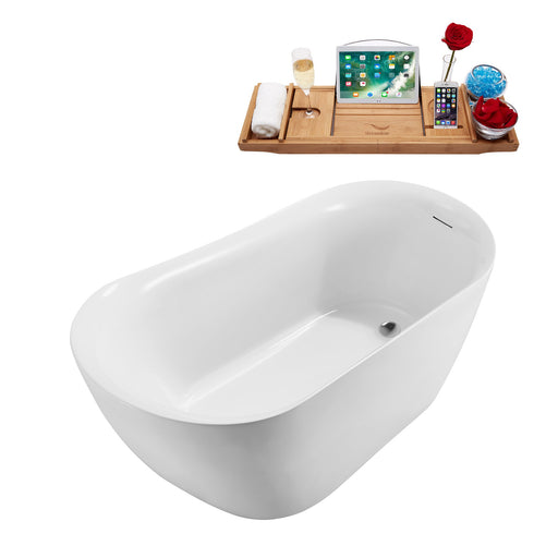 59'' Streamline N290CH Freestanding Tub and Tray with Internal Drain
