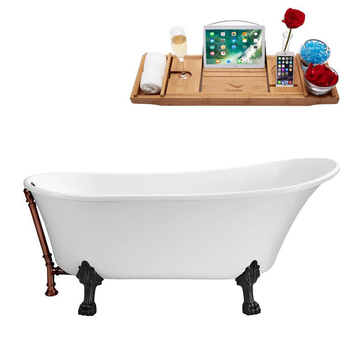 67" Streamline N340BL-ORB Soaking Clawfoot Tub and Tray With External Drain