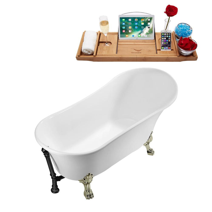 67" Streamline N340BNK-BL Soaking Clawfoot Tub and Tray With External Drain
