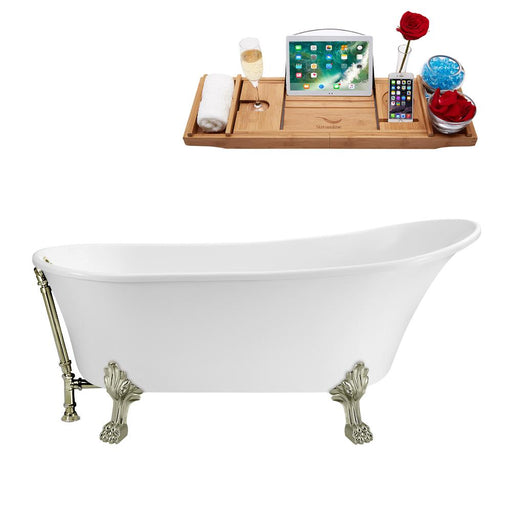 63" Streamline N342BNK-BNK Soaking Clawfoot Tub and Tray With External Drain