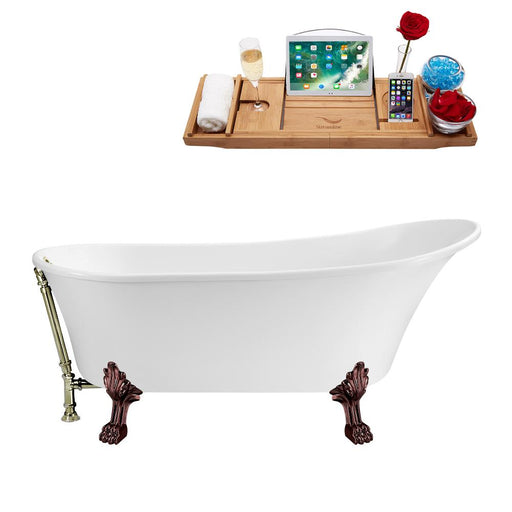 63" Streamline N342ORB-BNK Soaking Clawfoot Tub and Tray With External Drain