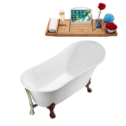 55" Streamline N343ORB-BNK Clawfoot Tub and Tray With External Drain