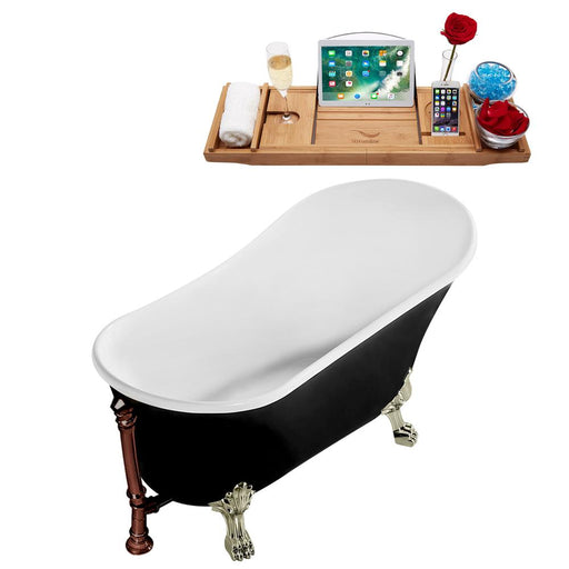 67" Streamline N345BNK-ORB Clawfoot Tub and Tray With External Drain