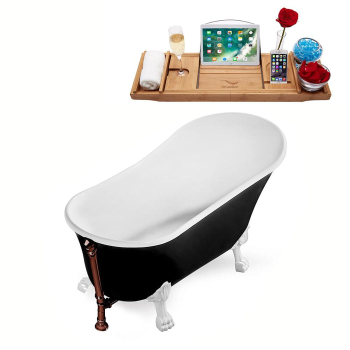 67" Streamline N345WH-ORB Clawfoot Tub and Tray With External Drain