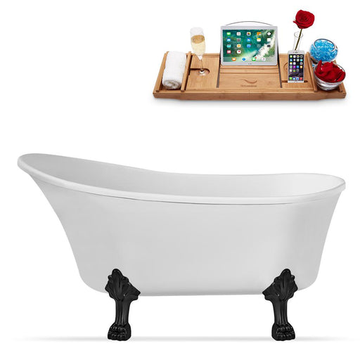55" Streamline N346BL-IN-WH Clawfoot Tub and Tray With Internal Drain
