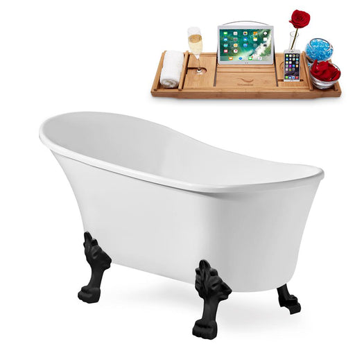 55" Streamline N346BL-IN-WH Clawfoot Tub and Tray With Internal Drain