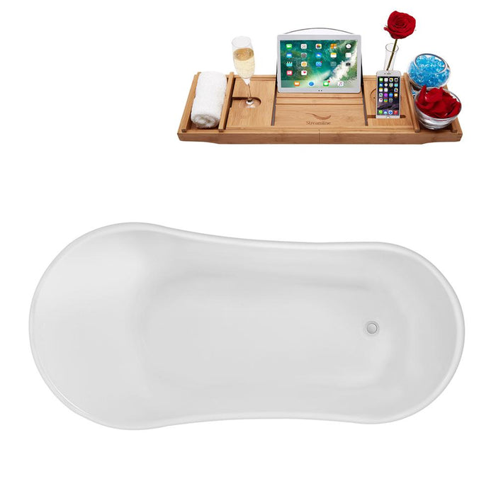 55" Streamline N346BNK-IN-WH Clawfoot Tub and Tray With Internal Drain
