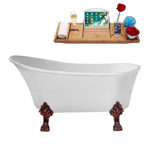 55" Streamline N346ORB-IN-WH Clawfoot Tub and Tray With Internal Drain