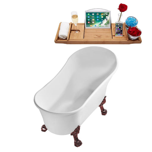55" Streamline N346ORB-IN-WH Clawfoot Tub and Tray With Internal Drain