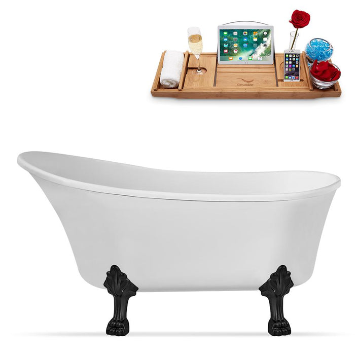 63" Streamline N348BL-IN-WH Clawfoot Tub and Tray With Internal Drain