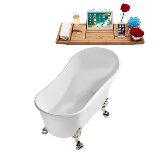 63" Streamline N348BNK-IN-WH Clawfoot Tub and Tray With Internal Drain