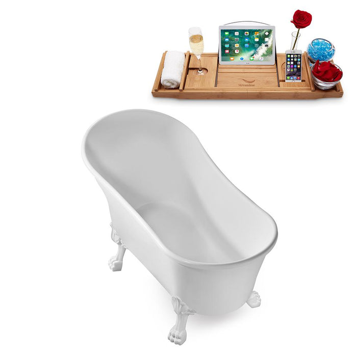 63" Streamline N348WH-IN-BL Clawfoot Tub and Tray With Internal Drain