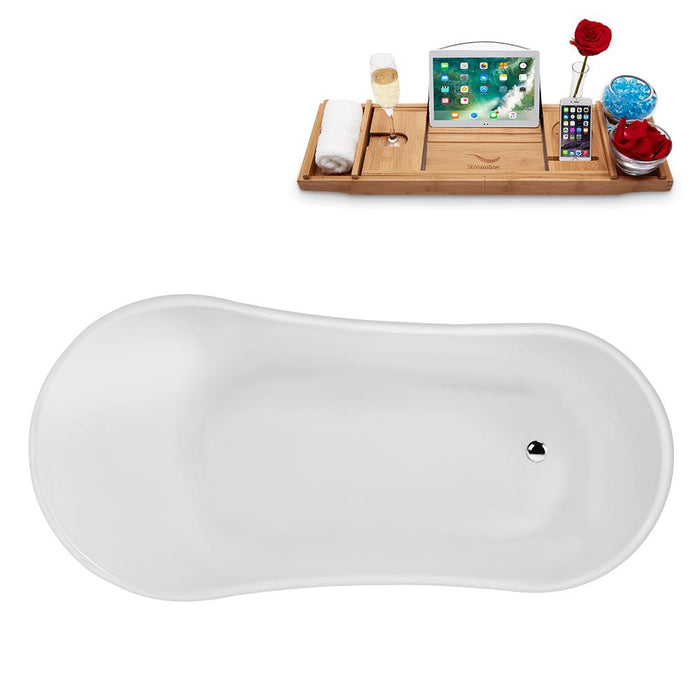 67" Streamline N349WH Clawfoot Tub and Tray With Internal Drain