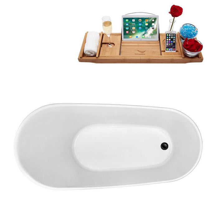 63" Streamline N460-IN-BL Soaking Freestanding Tub and Tray With Internal Drain