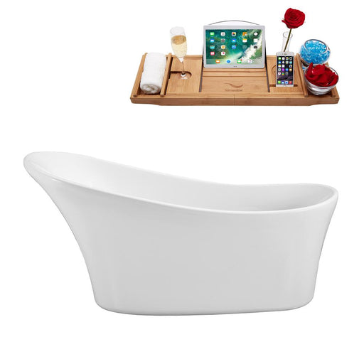 63" Streamline N460-IN-BNK Soaking Freestanding Tub and Tray With Internal Drain