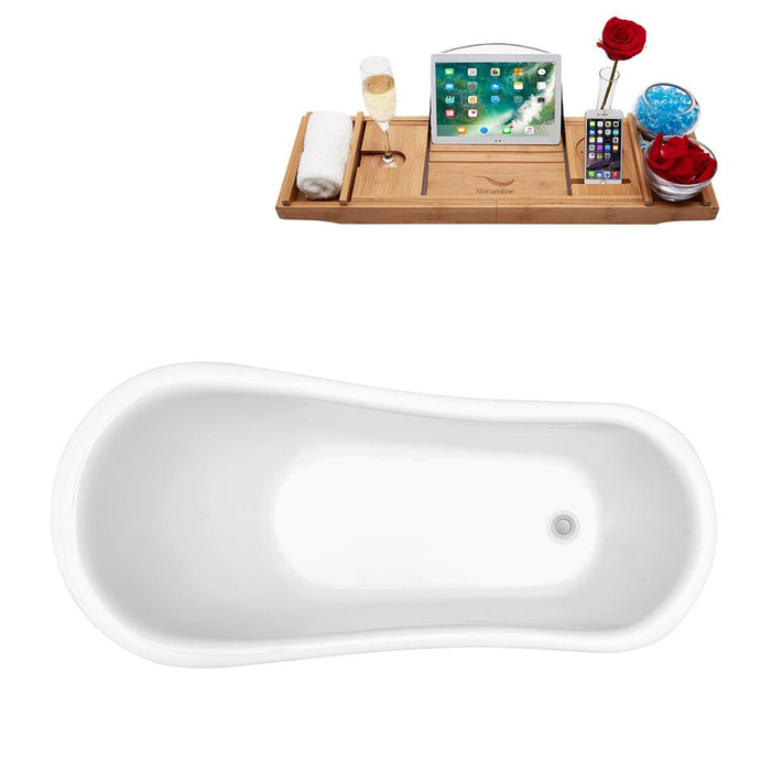 61" Streamline N480BNK-IN-WH Soaking Clawfoot Tub and Tray With Internal Drain