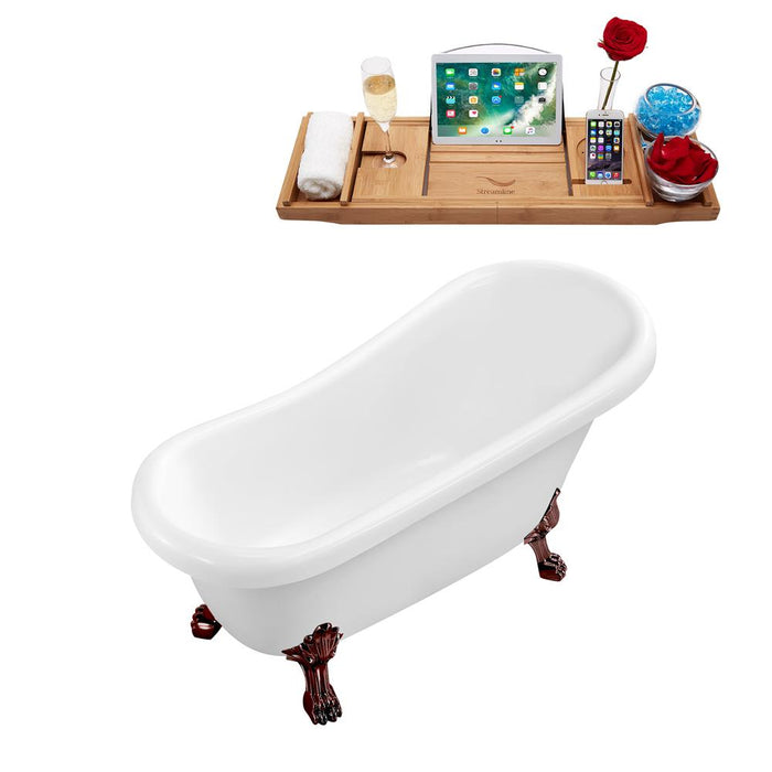 61" Streamline N480ORB-IN-WH Soaking Clawfoot Tub and Tray With Internal Drain