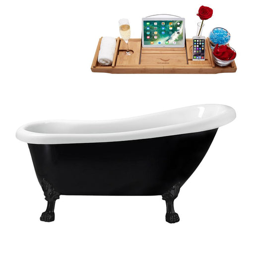61" Streamline N481BL-IN-WH Clawfoot Tub and Tray With Internal Drain