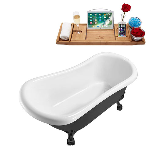 61" Streamline N481BL-IN-WH Clawfoot Tub and Tray With Internal Drain