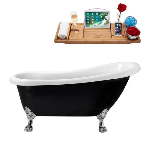 61" Streamline N481CH-IN-WH Clawfoot Tub and Tray With Internal Drain