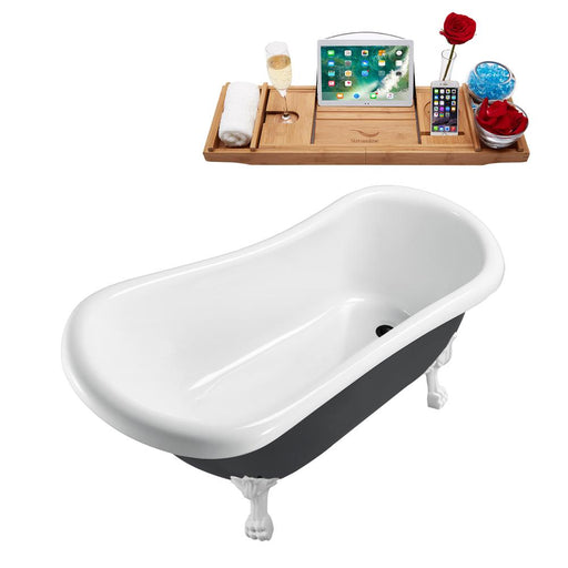 61" Streamline N481WH-IN-BL Clawfoot Tub and Tray With Internal Drain